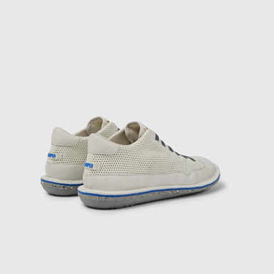 Back view of Beetle White non-dyed leather sneakers for men