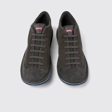 Overhead view of Beetle Gray textile and nubuck shoes for men