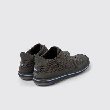 Back view of Beetle Gray textile and nubuck shoes for men