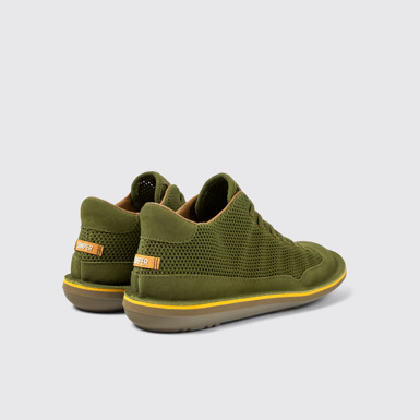 Back view of Beetle Green Textile/Nubuck Basket Bootie for Men