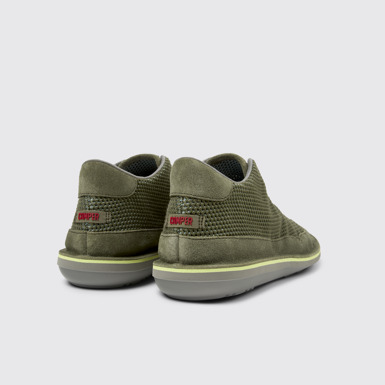 Back view of Beetle Green TENCEL™ Nubuck Ankle Boots for Men.