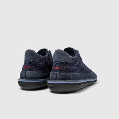 Back view of Beetle Blue TENCEL™ Mesh and Nubuck Ankle Boots for Men.