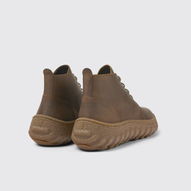 Back view of Ground Brown lace up ankle boot for men