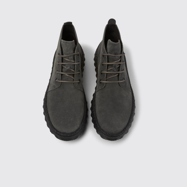 Ground Stivaletto in pelle scamosciata cerata grigio scuro