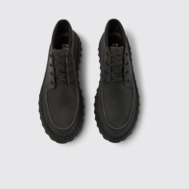 Overhead view of Ground Dark grey waxed suede shoes