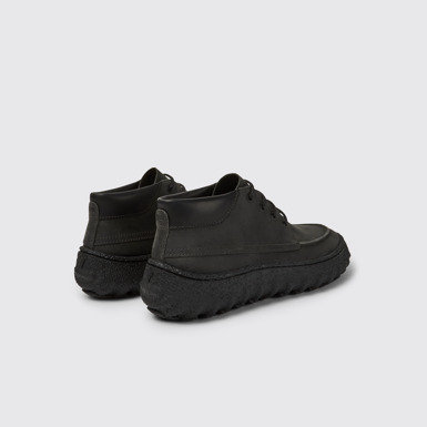 Back view of Ground Dark grey waxed suede shoes