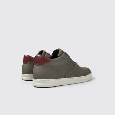 Back view of Runner Brownish gray leather sneakers for men