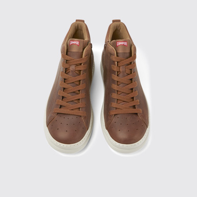 Overhead view of Runner Brown leather sneakers for men