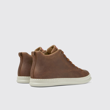 Back view of Runner Brown leather sneakers for men