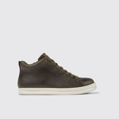 Side view of Runner Green leather sneakers for men