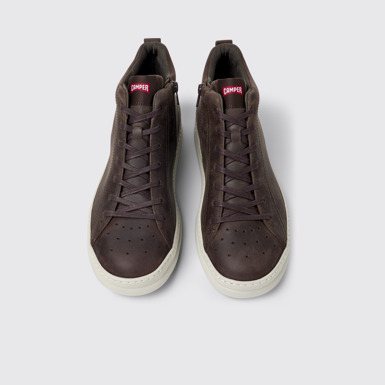 Overhead view of Runner Brown nubuck ankle boots for men