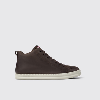 Side view of Runner Brown nubuck ankle boots for men