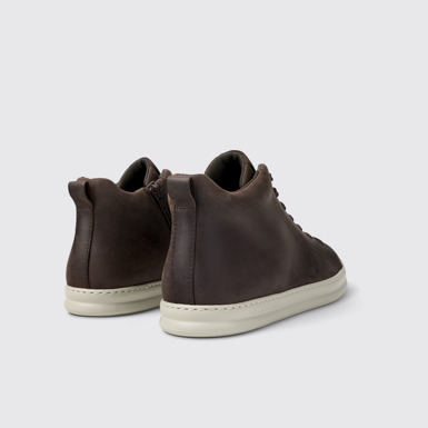 Back view of Runner Brown nubuck ankle boots for men