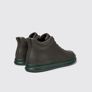 Back view of Runner Gray Leather Ankle Boots for Men.