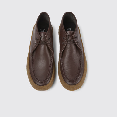 Overhead view of Bark Brown leather ankle boots