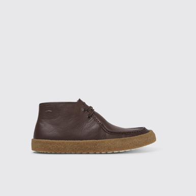 Side view of Bark Brown leather ankle boots