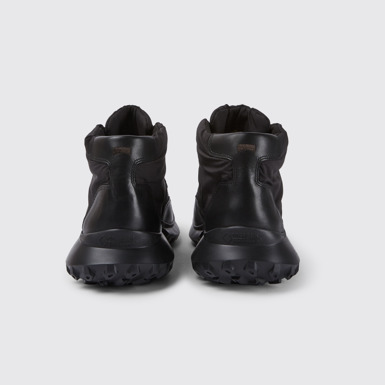 Back view of CRCLR Breathable men's black textile ankle boots