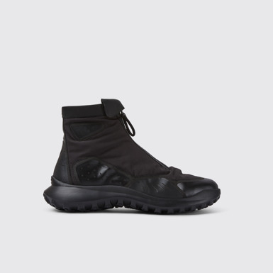 Side view of CRCLR Breathable men's black textile ankle boots