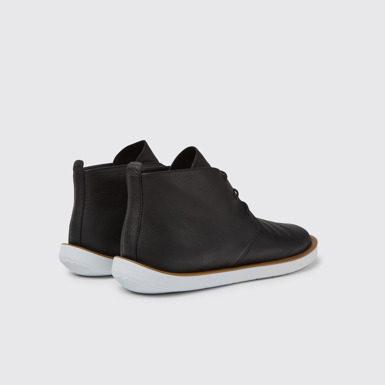 Back view of Wagon Black leather men's shoes
