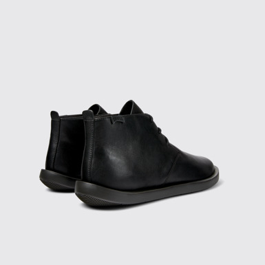 Back view of Wagon Black Leather Desert Boot for Men
