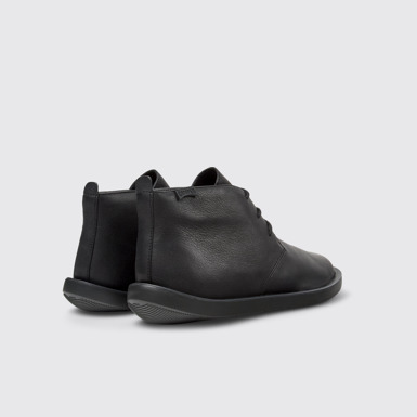 Back view of Wagon Black Leather Ankle Boots for Men.
