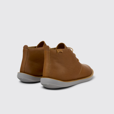 Back view of Wagon Brown Leather Ankle Boots for Men.