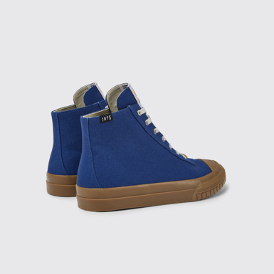 Back view of Camaleon Blue recycled cotton sneakers for men