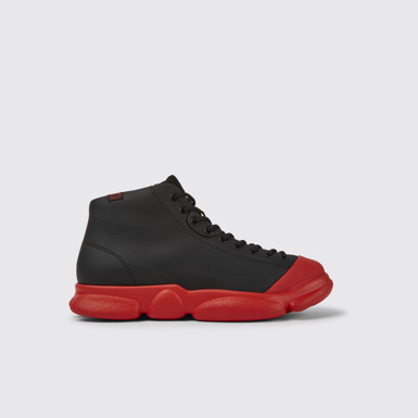Side view of Karst Black leather ankle boots for men