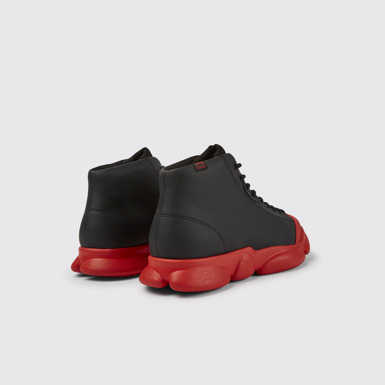 Back view of Karst Black leather ankle boots for men