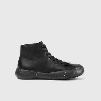 Side view of Peu Stadium Black leather ankle boots for men