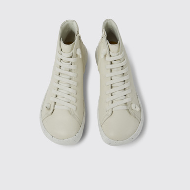 Overhead view of Peu Stadium White leather ankle boots for men