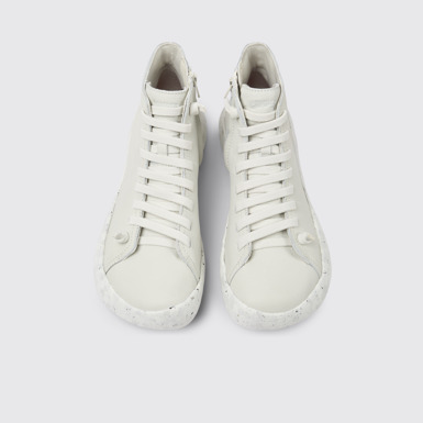 Overhead view of Peu Stadium White non-dyed leather ankle boots for men