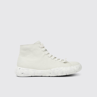 Side view of Peu Stadium White non-dyed leather ankle boots for men