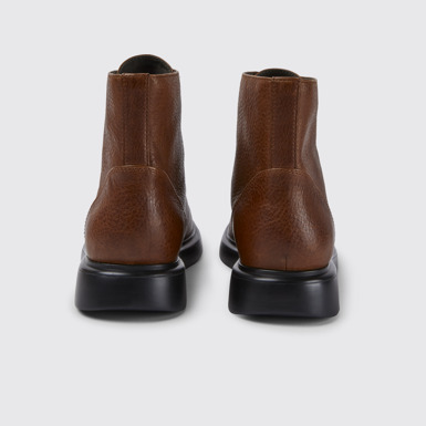 Back view of Poligono Brown leather ankle boots for men