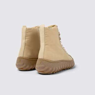 Back view of Ground Beige textile and leather ankle boots for men