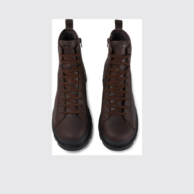 Overhead view of Brutus Brown leather lace-up boots