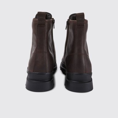 Back view of Brutus Brown leather lace-up boots