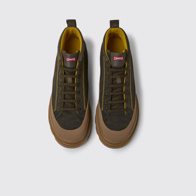 Overhead view of Brutus Brown and green ankle boots for men