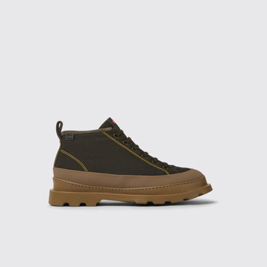 Side view of Brutus Brown and green ankle boots for men