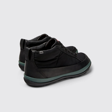 Back view of Peu Pista GM - PrimaLoft Black Textile and Leather Ankle Boots for Men.