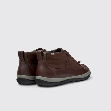 Back view of Peu Pista GM - PrimaLoft Brown Textile and Leather Ankle Boots for Men.