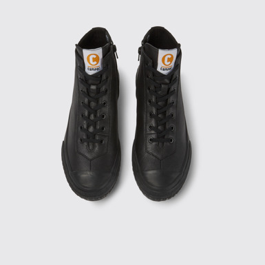Overhead view of Camaleon Black leather boots for men