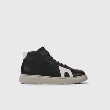 Side view of Runner K21 Black and white leather sneakers