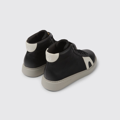 Back view of Runner K21 Black and white leather sneakers