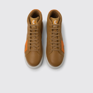 Overhead view of Runner K21 Brown and orange leather sneakers