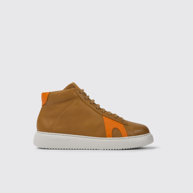 Side view of Runner K21 Brown and orange leather sneakers