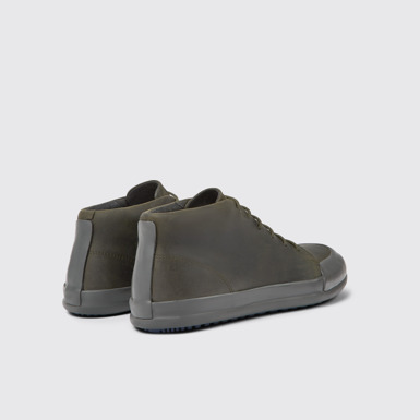 Back view of Chasis Dark green leather ankle boots for men