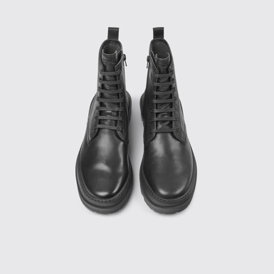 Overhead view of Brutus Trek Black leather ankle boots for men