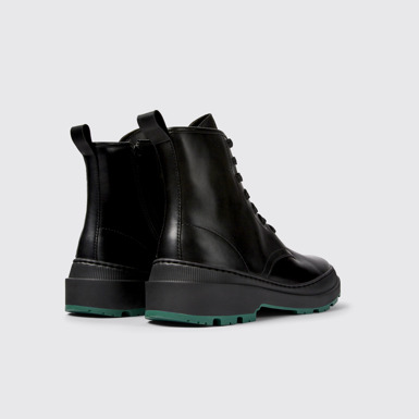 Back view of Brutus Trek Black leather medium boots for men