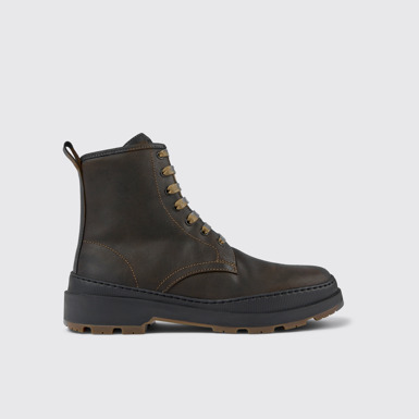 Side view of Brutus Trek Brown nubuck medium boots for men